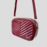Coco Chevron Quilted Camera Crossbody Bag Maroon