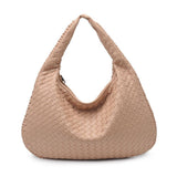 Victoria Woven Vegan Leather Hobo Bag | Natural