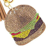 Bling Crystal Hamburger Tassel Keychain Bag Charm