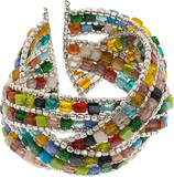 Braided Mosaic Bead Cuff Bracelet