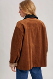 Camel Corduroy Barn Coat with Plaid Interior