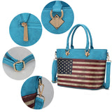 Lilian Vegan Leather Women Patriotic Americana USA FLAG Tote Bag