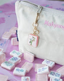 Mahjong Tile Enamel Bag Charm in Pink