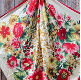 Red, Green & Gold Floral Wild Rag Scarf | Western Southwestern