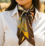 Yellow & Brown Floral Wild Rag Scarf | Western Southwestern