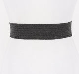 Black & Gold Square Metal Buckle Elastic Belt