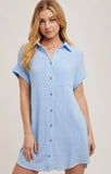 Button-Up Shirt Dress with Pockets – Chambray