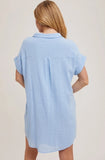 Button-Up Shirt Dress with Pockets – Chambray