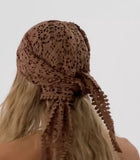 Crochet Bandana Shawl – Mocha Cotton Summer Wrap