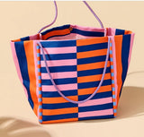 Samba Tote | Orange, Blue & Pink Stripe | Oversized Beach Tote