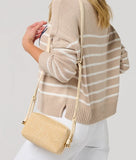 Gina Crossbody Bag | Ivory | Woven & Faux Leather Trim