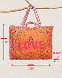 LOVE Bandana Quilted Tote Bag | Green Multi