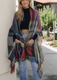 Multicolor Plaid Pocket Ruana | Fuchsia