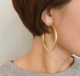 Satin Gold Tube Hoop Earrings