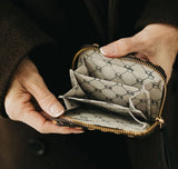 Wynona Woven Card Wallet – Black & Brown Coffee Check