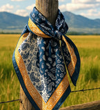 Blue Two-Tone Paisley Western Wild Rag Scarf