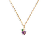 Dainty Gold Chain Necklace with Purple Grape Charm