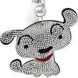 Bling Crystal Cute Puppy Dog Tassel Keychain Bag Charm