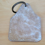 Cowhide & Leather Longhorn Keychain — Tan Cream