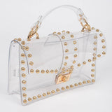 Studded Clear Crossbody Bag – Silver Metal Hardware