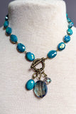 Carolina Iridescent Glass Bead Charm Necklace | Turquoise | Dylan Designs
