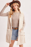 Bouclé Cable Knit Sherpa Hooded Vest | Ecru | S, M & L | V03298