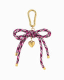 Rope Bow Bag Charm with Puff Heart | Pink