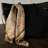 Silky Muse Khaki Paisley Satin Square Scarf