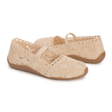 MUK LUKS Women's Shelby Ballerina Flat | Crochet Memory Foam Slip-On