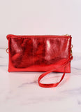 Liz 3 Compartment Crossbody Bag Metallic Red