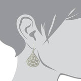 1928 Jewelry Filigree Teardrop Earrings Silver