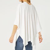 White Lightweight Knit Wrap Shawl Ruana with Pockets