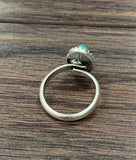 Oval Turquoise Adjustable Ring – Antique Silver Brass Band