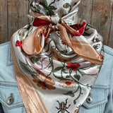 Peach and Cream Tulips Lilies Printed Western Southwestern Wild Rag Scarf Accent