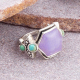 Emile Sterling Silver Ring – Purple Quartz & Blue Turquoise | Barse Jewelry