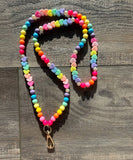 Colorful Beaded Teacher Nurse Lanyard with Hearts