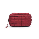 Cloud Nine Quilted Puffer Nylon Cosmetic Pouch in Burgundy