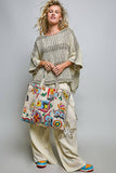 Quilted Boho Tote Bag – Cream Multi Print