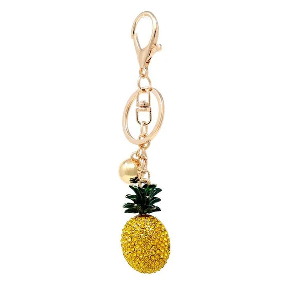 Bling Crystal Yellow Pineapple Fruit Keychain Bag Charm