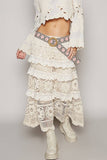 Floral Embroidered Belt – Chocolate & Pink | Round Beaded Buckle | Pol Clothing