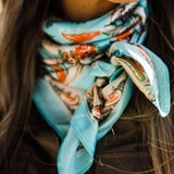 Turquoise 70's Paisley Wild Rag Scarf