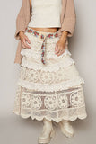 Floral Embroidered Belt – Cream & Ruby | Beaded Straw Buckle | Pol Clothing