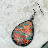 Oyster Copper Turquoise Stone Teardrop Earrings