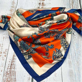 Navy Orange Scrolls Western Southwestern Wild Rag Scarf Accent