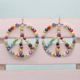 Living in Harmony Peace Sign Earrings | Rainbow Beaded Boho