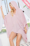 Lightweight Hooded Swimsuit Cover up with Tassels Mauve