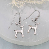 Winter Deer Silver Dangle Earrings