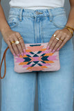 Pink, Teal & Orange Aztec Wristlet Bag