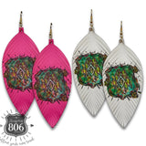 Aztec Print Feather Earring Pink