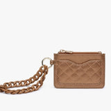 Rhodes Quilted Wallet with Chain Wristlet Bangle Metallic Copper Brown